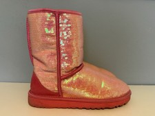 UGG 3161 Australia Pink Sequin Boots Classic Short, Sheepskin, Size 7