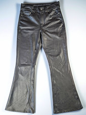 American Eagle Outfitters Faux Leather Flare Pants Women's 8 Black Stretch Retro