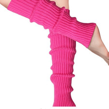 Leg Warmers Fashion Knit Neon hot pink Women 80s Sports Party Yoga ice-skating