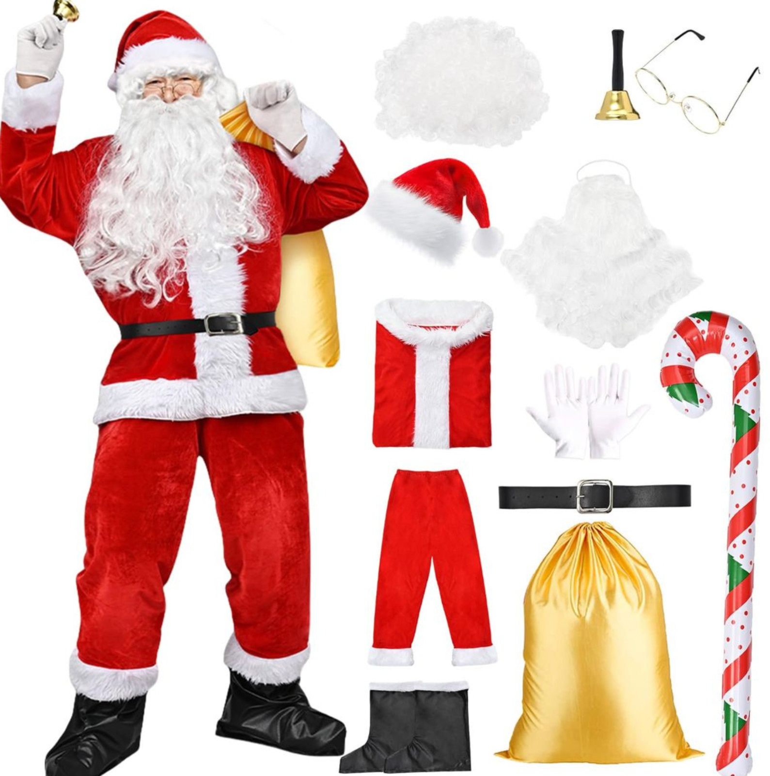 Disfraz de Papá Noel Papá Noel de lujo de 12 piezas - 3XL (FD219)