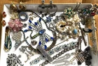 Hand Curated 40 Pc Vtg To Now RHINESTONE Costume Jewelry Necklace Brooch Lot V19