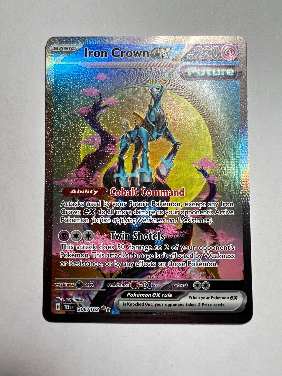 Pokemon Iron Crown ex 206/162 SV05: Temporal Forces Holo Great condition - Mint