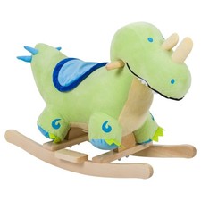 Kids Plush Ride-On Rocking Horse Toy Dinosaur Ride on Rocker Realistic Sounds