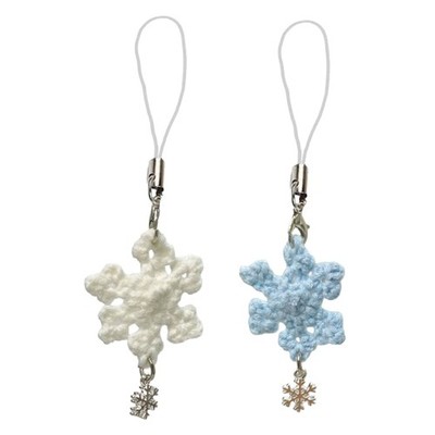Winter Holiday Crochet Keyring Snowflake Decoration Cozy Handmade Gift Accessory