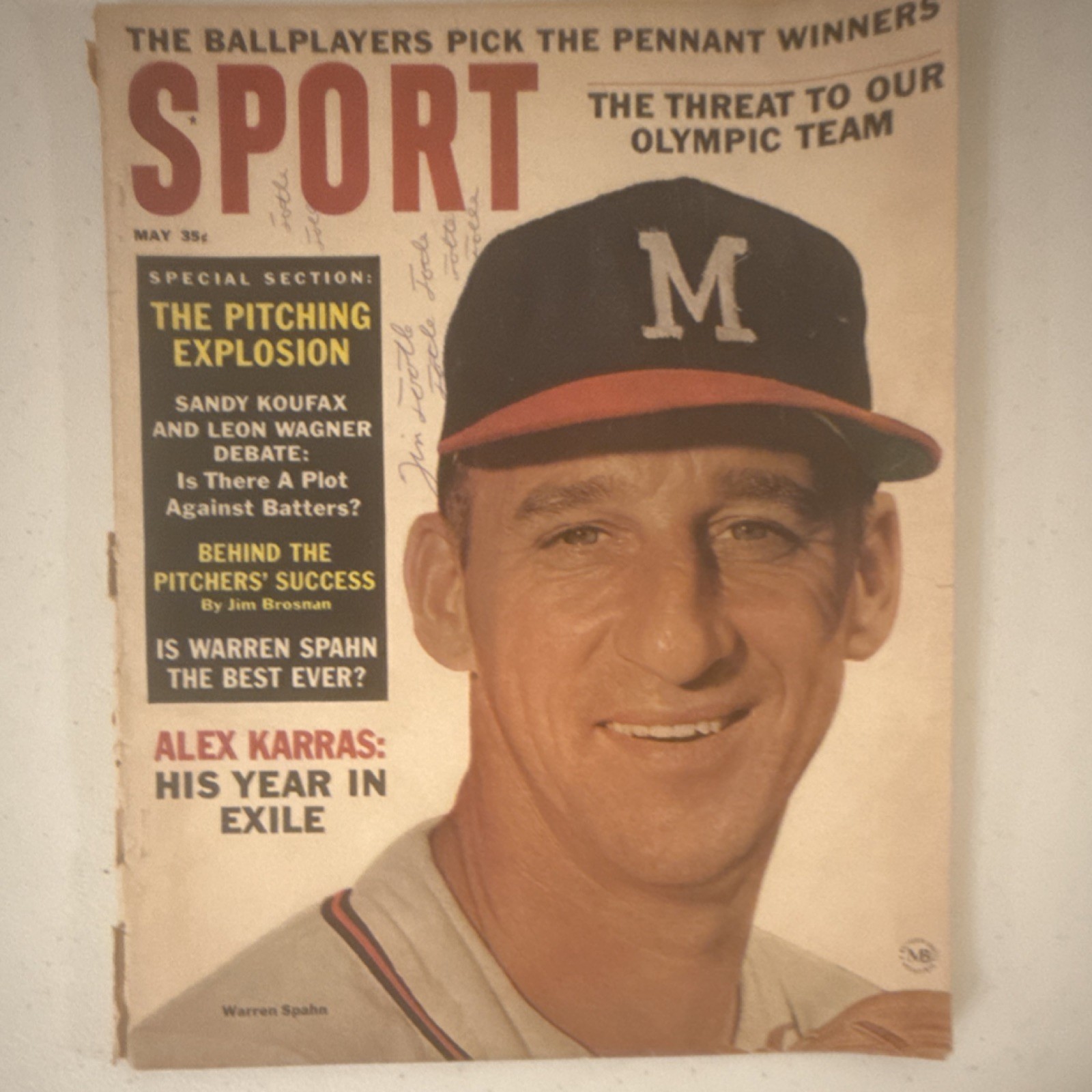 SPORT Magazine Original Warren Spahn Sandy Koufax Milwaukee Braves Baseball 1964