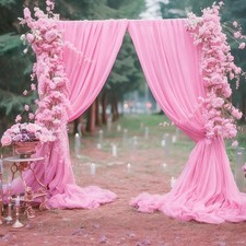 10x10ft Pink Backdrop Drapes WrinkleFree Sheer Chiffon Fabric Wedding Arch