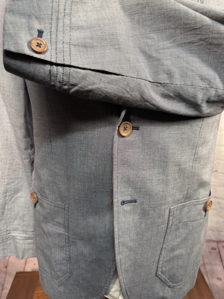 AMERICAN RAG CIE 男式蓝色棉修身 2 纽扣运动外套夹克 38R — 第 4/4 张图片