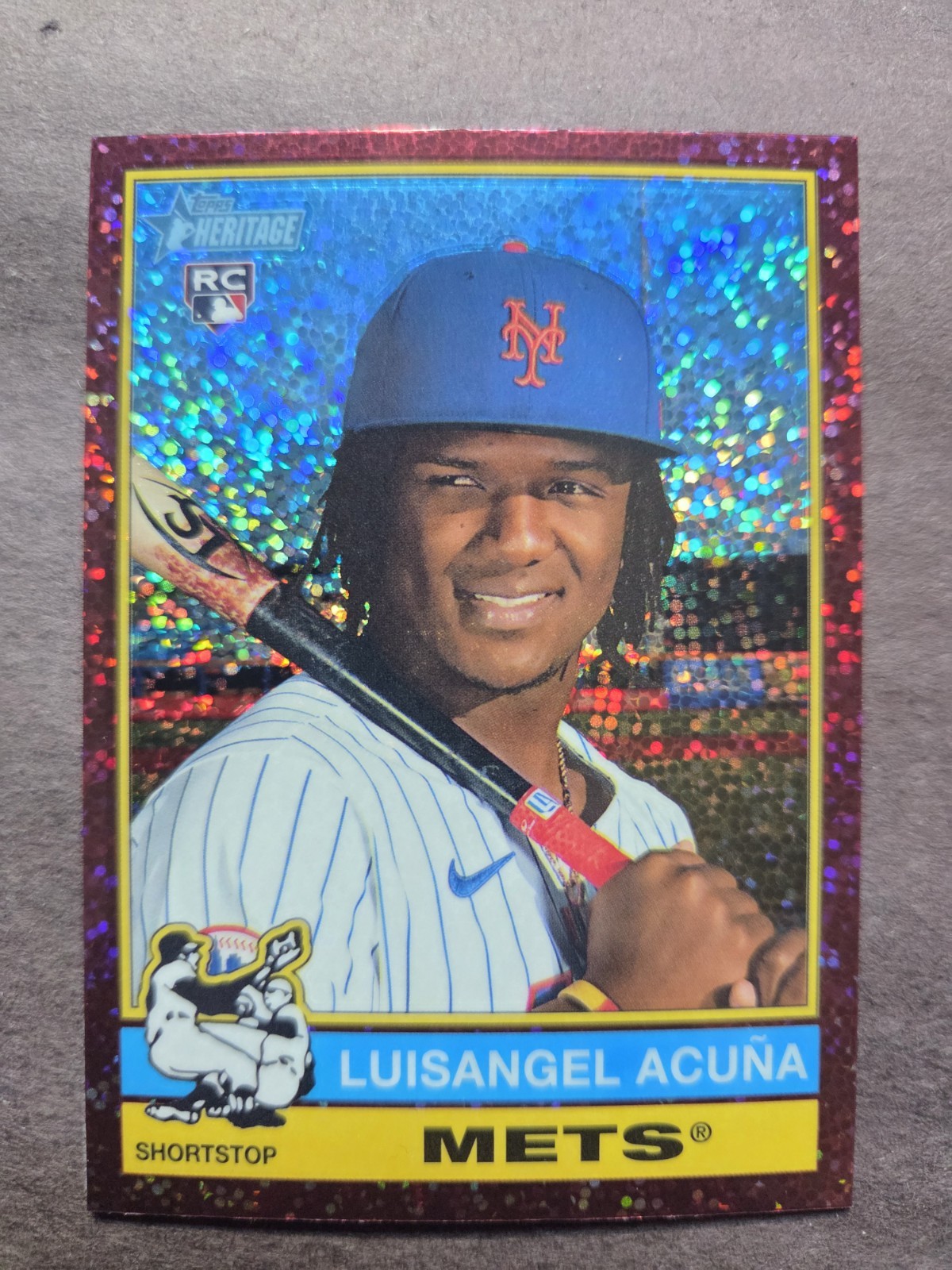 2025 Topps Heritage - Luisangel Acuna #274 Chrome Burgundy Sparkle Refractor...