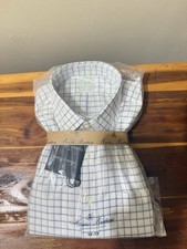 Brooks Brothers Men's 16-33 Dress Shirt Slim Blue Check Button-Down Long Sleeve