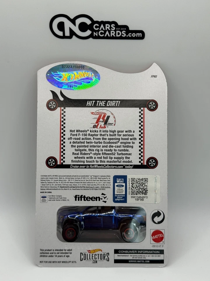 2018 Hot Wheels RLC '17 Ford F-150 Raptor #7323/10000 (BLISTER DAMAGE) - Image 4 of 4