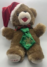 Dan Dee Holiday Time Snowflake Fluffy Brown Teddy Bear with Tie Free S/H 2018