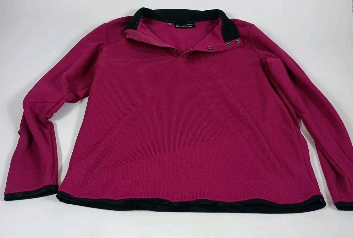 Under Armour Sweater Mens 2XL Snap Button Henley Pullover Burgandy Sweatshirt