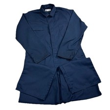 Vintage Roebucks Coverall Mens 50R Collared Snap Button Zip Pocket USA Blue