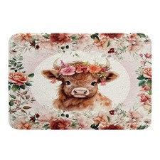 Cute Highland Cow Bathroom Rug 20"x32" Kids Cartoon Animal Bath Mat for Showe...