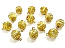 18 Vintage Brass Corrugated Ribbed Fluted 12mm. Round 1-Loop Bead Charms 5355
