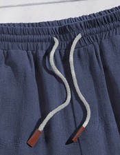 100% Leinen Sommer Hose Navy Blau Größe L N...