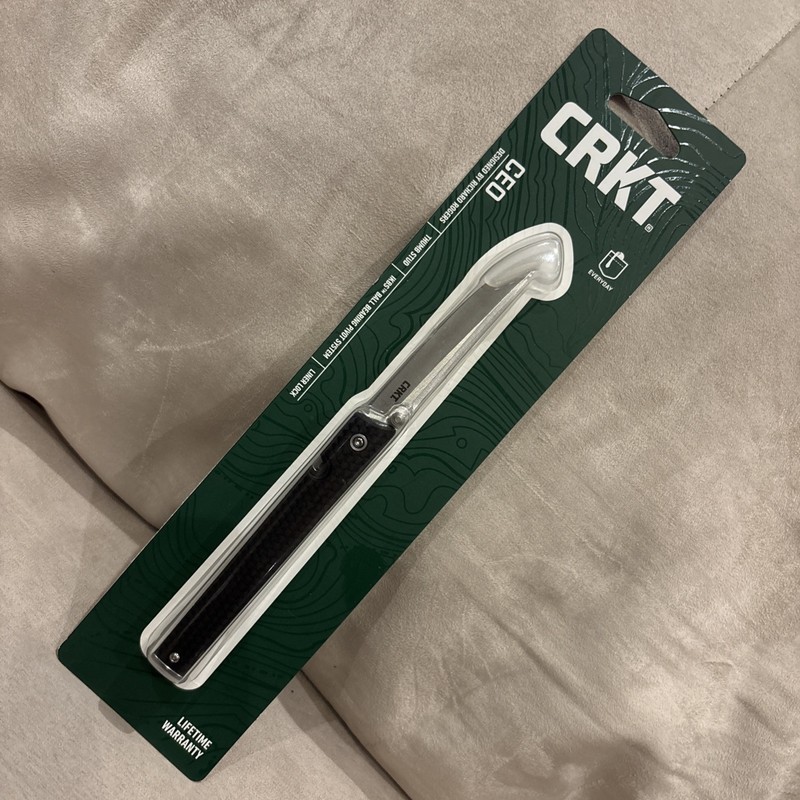 CRKT CEO Flipper Folding Knife BLACK ON SILVER Plain Edge Blade NEW