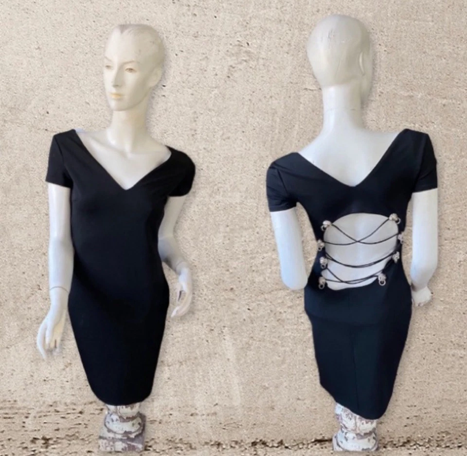 Orig$1600 Versus VERSACE ldress 带开口狮子线侧拉链 意大利 38 — 第 4/4 张图片