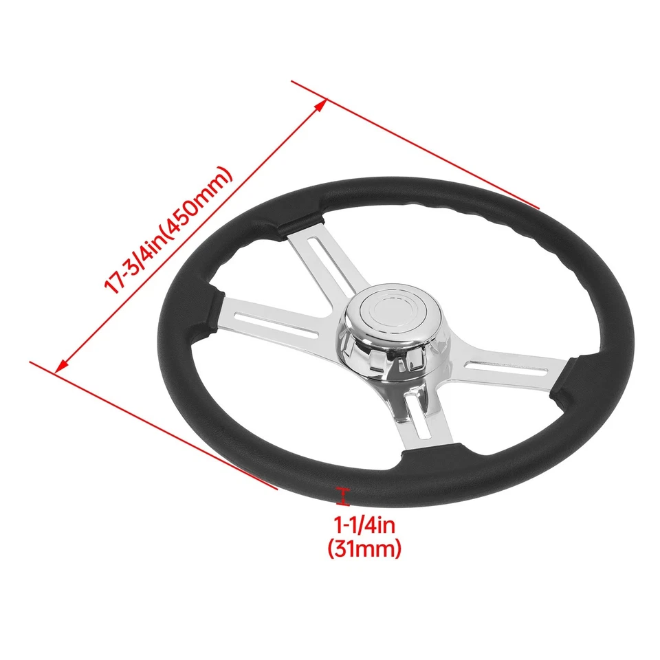 Volante de 4 radios 18" negro para Freightliner/Kenworth/Peterbilt/Volvo Foto 2 de 4