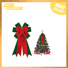 Large Christmas Bow for Wreath, Red Green Velvet Holiday Decor Front Door Indoor