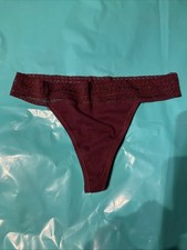 True Vintage Victoria's Secret Low Rise Lace Waist Cotton Thong Panty Small