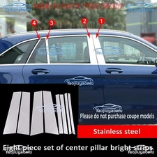 For Mercedes-Benz GLC 2016-2022 Steel Silver Pillar Post Cover Door Trim 8pcs