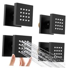 Shower Body Spray Jets with Adjustable Flow On Off 4 PCS Square-Matte Black