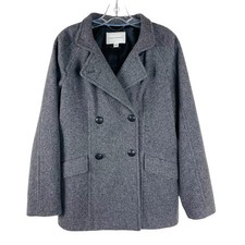 Banana Republic grey wool button preppy classic pea coat jacket medium