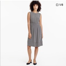 J.Crew Cap-Sleeve Silk Dress Geo Print Black Size 16T Knee-Length Elegant