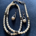Pretty Artisan Freshwater Pearl Sterling Necklace Cultured Pearl Dangle Earrings — photo 3