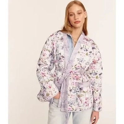 J. Crew X Flora Obscura Floral Quilted Reversible Wrap Jacket PrimaLoft Size L