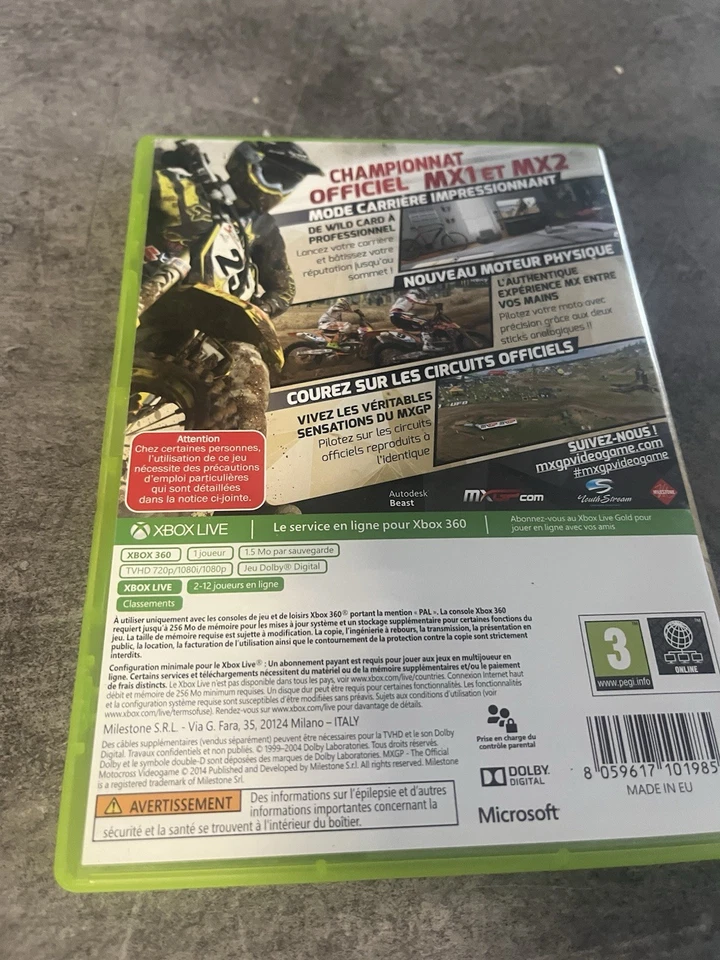 Jeu XBOX 360 VF  MX GP  pal fr Bon état, photo 3 sur 3