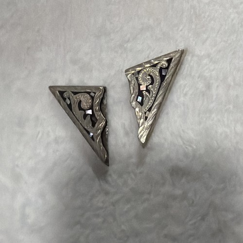 Collar Tips Alpaca Mexico & Silver Stamped 2pr Western Jewelry Shirt Collar Tips