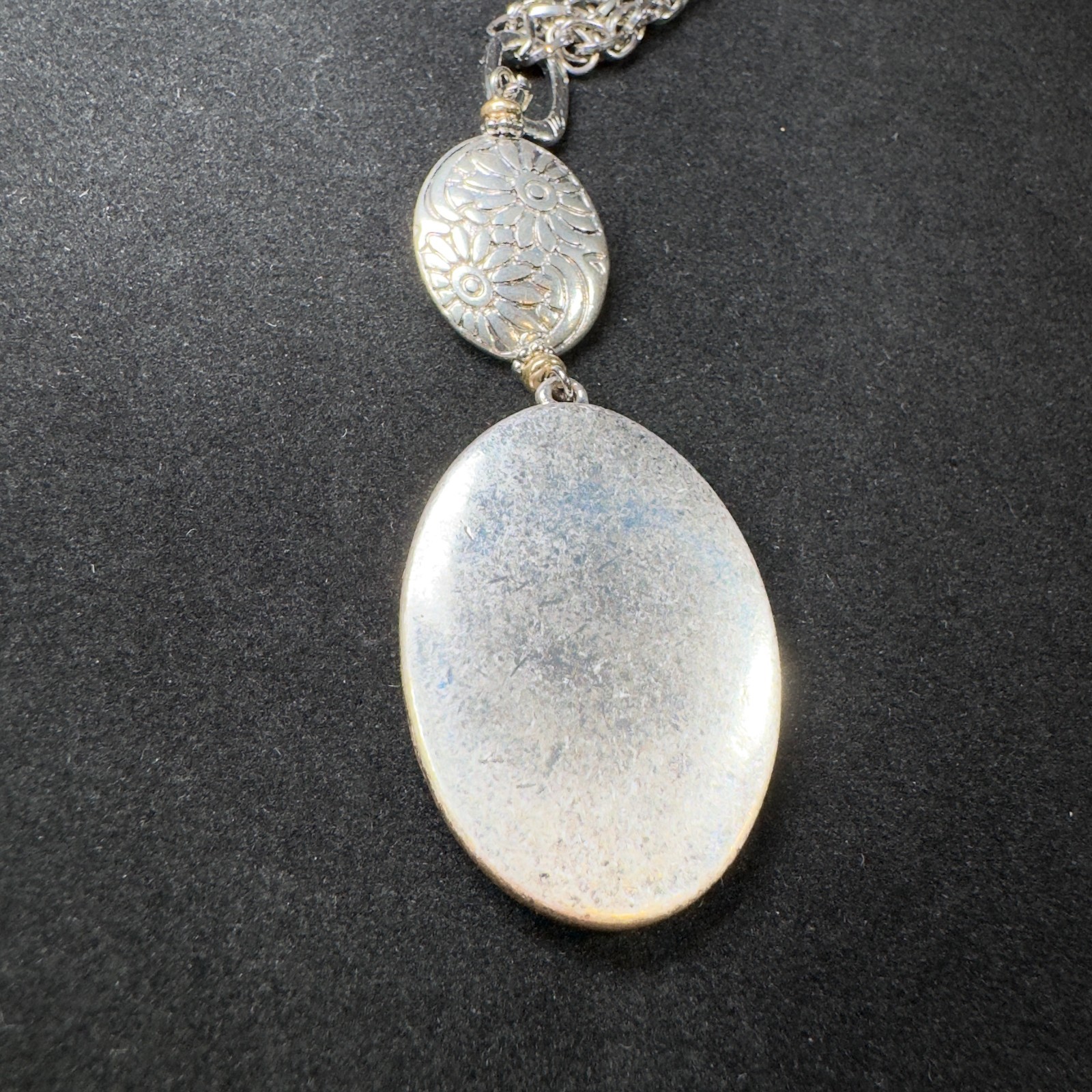 Ruby Road Necklace Long Silver Tone Statement Ova… - image 5