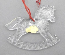 Vintage Gorham Lead Crystal Rocking Horse Christmas Ornament No Box C3