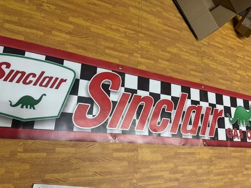 Sinclair Gasoline Banner 84x18 Vintage Racing Garage Banner | Dino Gas Station