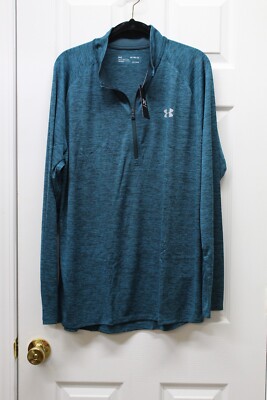 Under Armour Tech™ ½ Zip Long Sleeve Shirt-Tourmaline Teal-XL