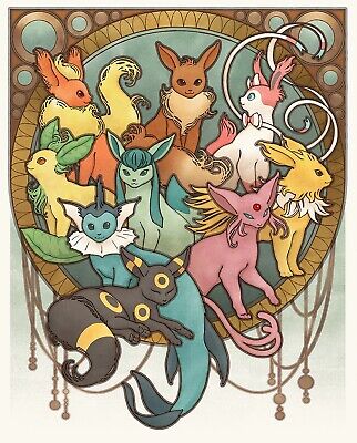 Pokemon Figures Poster, Poster Pokemon Eevee, Pokemon Eeveelutions