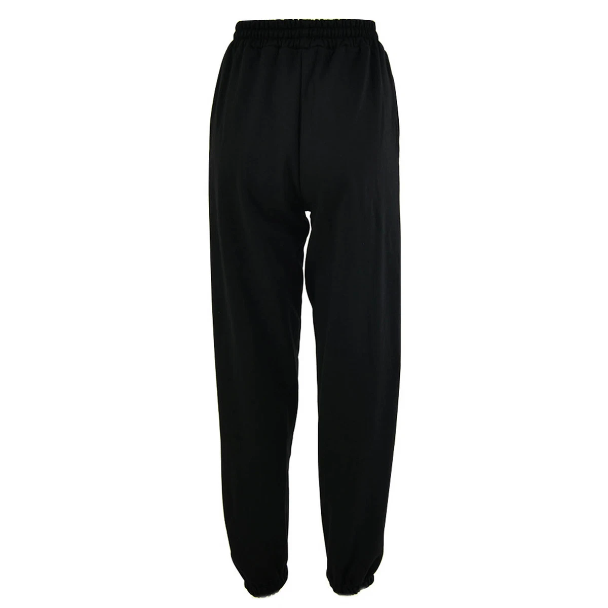 Women Sweatpants Pockets Soft Elastic Waist Ankle Banded Plush