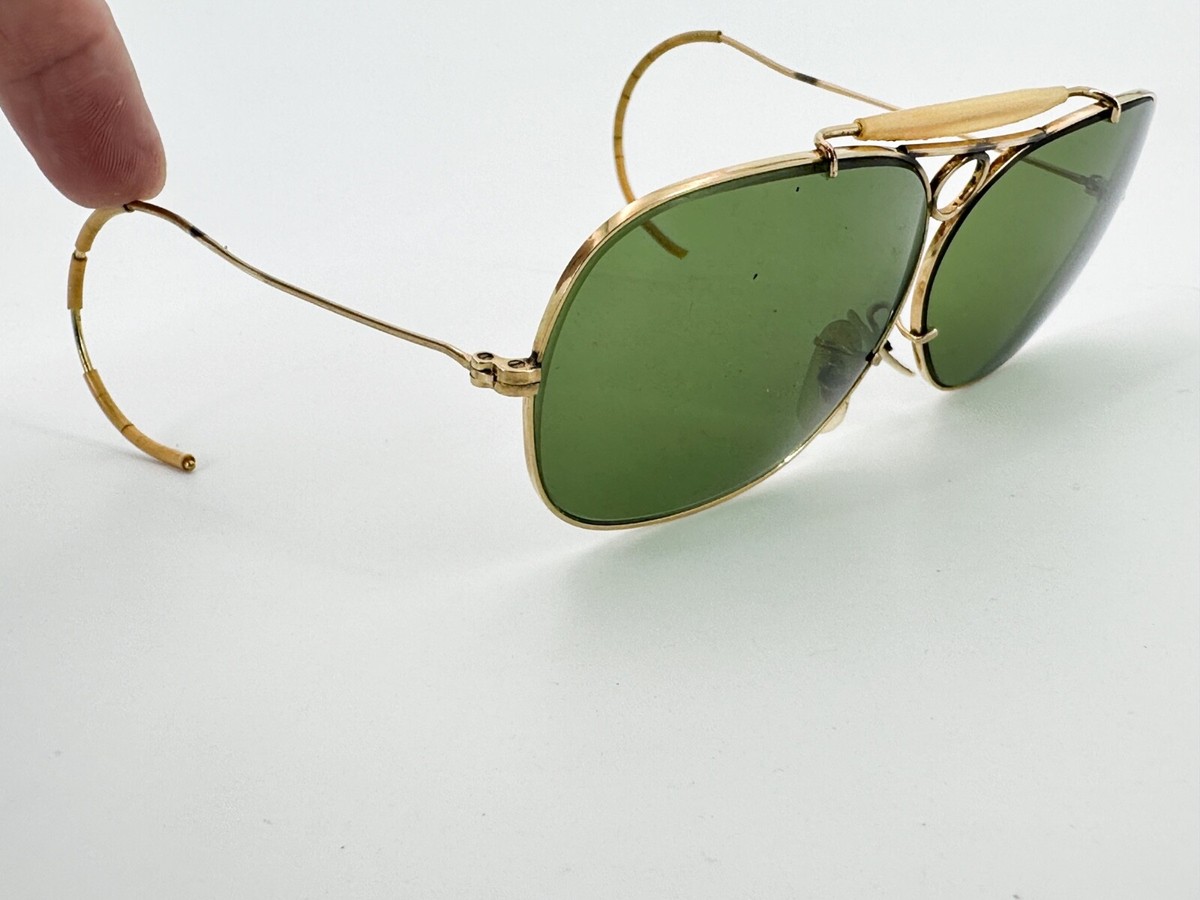 美品 Ray-Ban Vintage B&L 10K GF Gold シューター Vintage B&L RAY BAN 10K GF Sunglasses FRAMES Shooter Bullet Hole