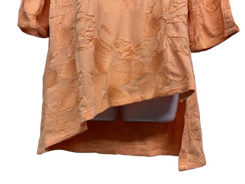 Top túnica cecile bordada albaricoque talla S Soft Surroundings manga 3/4 - Imagen 5 de 11