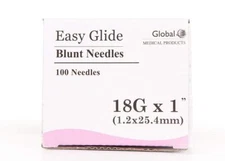 Global Medical, Easy Glide Blunt Tip Needle 18 ga x 1" Tip, 100 pcs