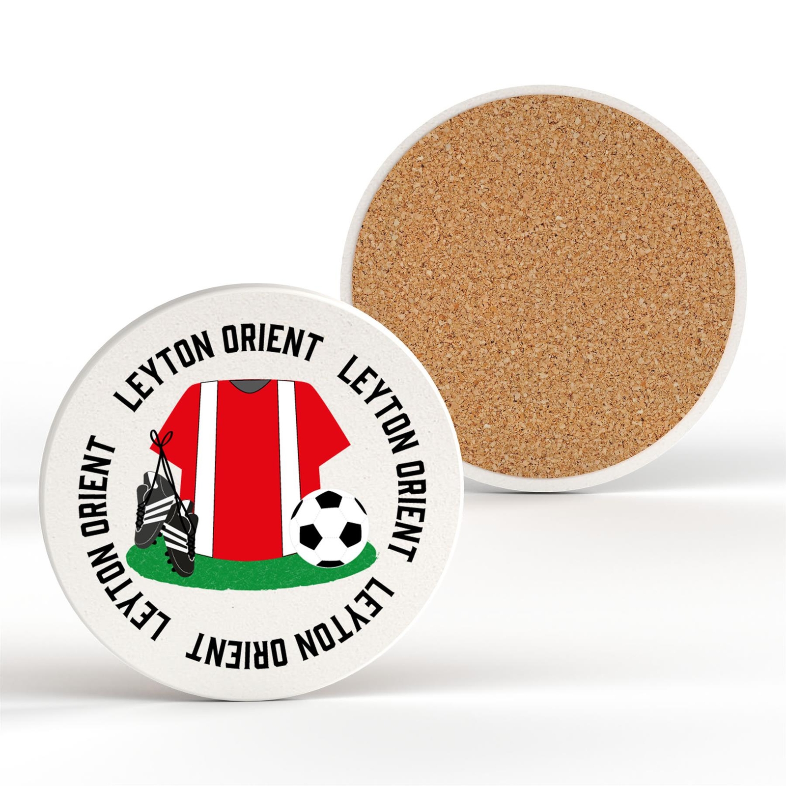 Leyton Orient Football Team Shirt & Boots On Ceramic Round Coaster