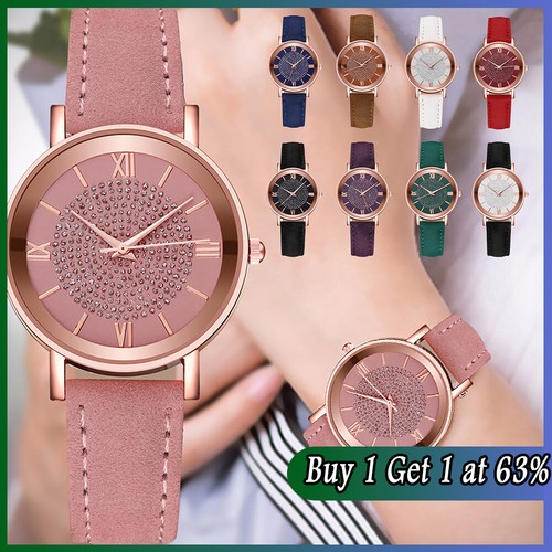 Ladies Wrist Watches Watch Quartz Analogue Womens Steel Leather Casual