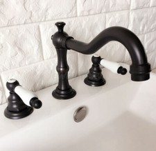 Oil Rubbed Bronze Widespread Bathroom Faucet 3 Holes Basin Sink Mixer Tap