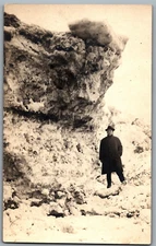 RPPC Man Standing Near Ice Formation CYKO Real Photo Postcard