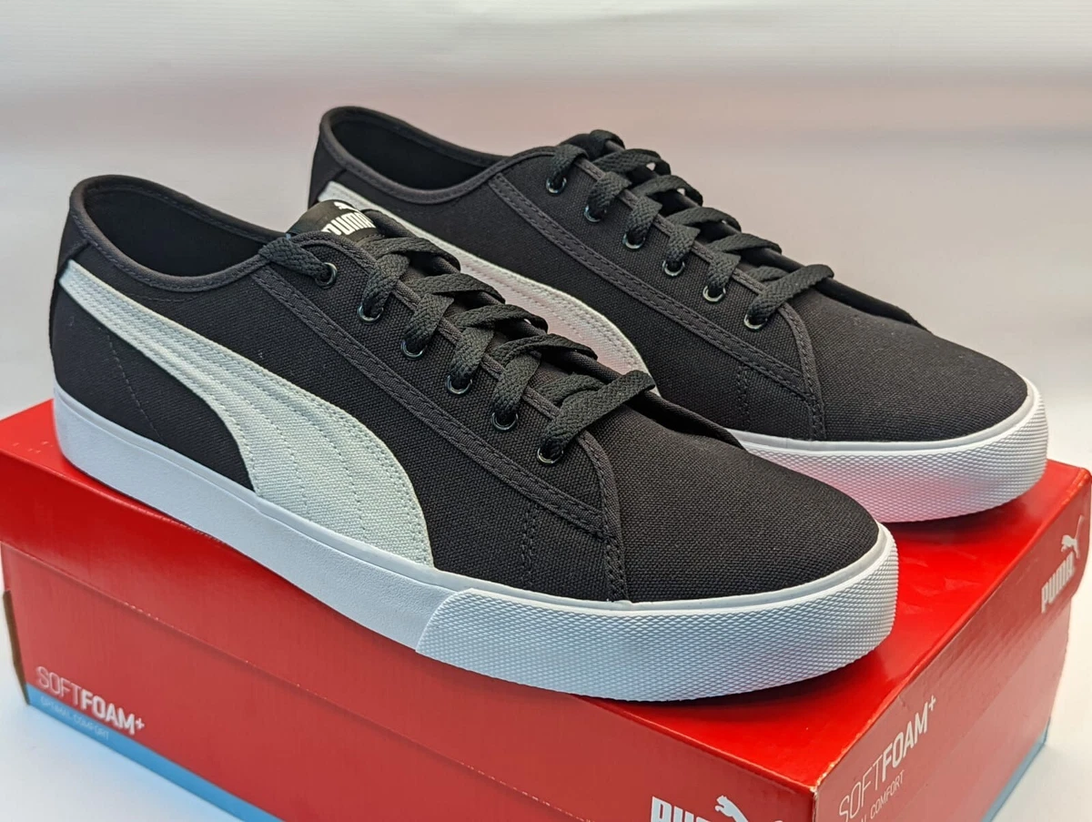 Puma Trainers Bari Canvas Womens Uk Size 7 Black White Comfort Everyday New