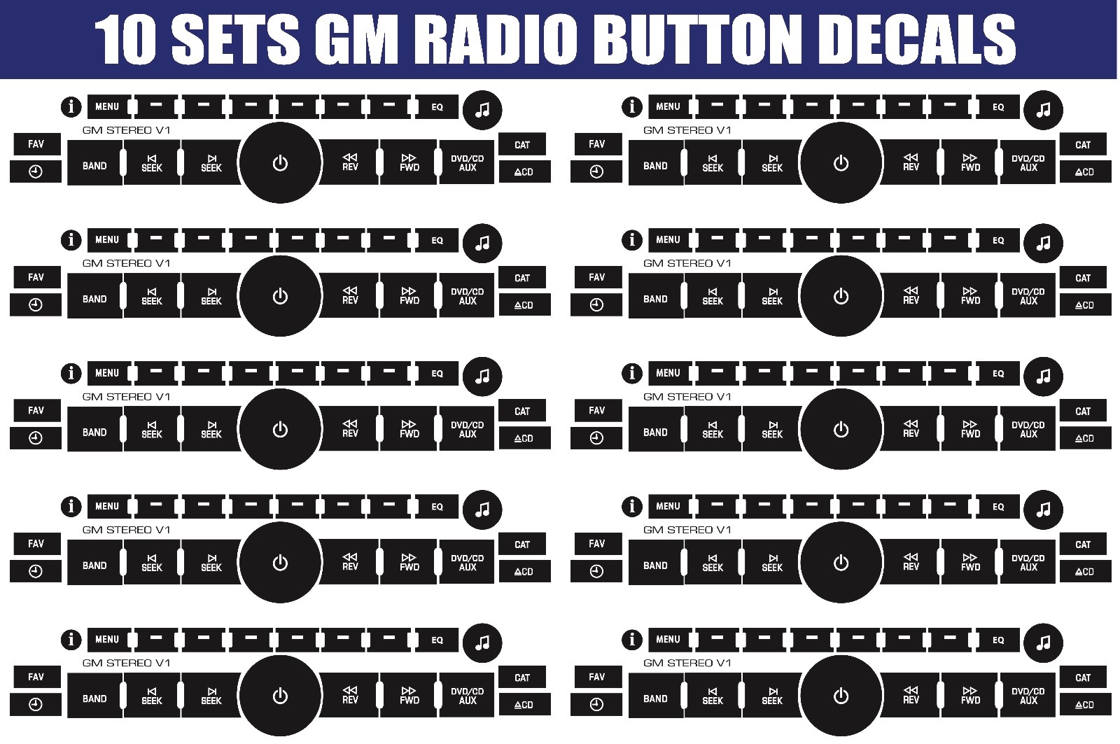 GM Radio Button Repair Decals Stickers For Tahoe, Traverse, Silverado - Easy Fix 9 thumbnail image