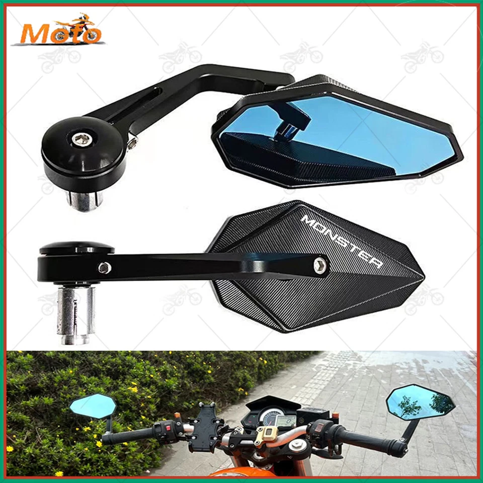 New CNC 22mm Handle Bar End Rearview Mirror For Ducati Monster 696 796 900 1100 — 第 2/4 张图片