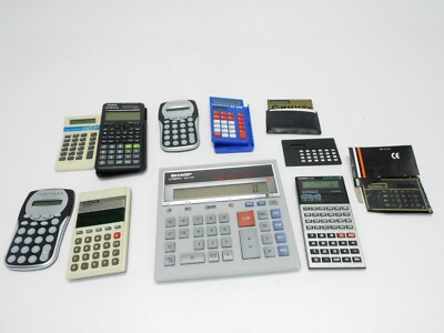 Lot of 11 Vintage Calculators Sharp Casio Texas Instruments Unsorted Untested 